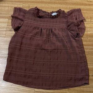 Women's Ruffled Brown Top